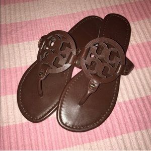 AUTHENTIC TORY BURCH MILLER SANDALS DARK BROWN