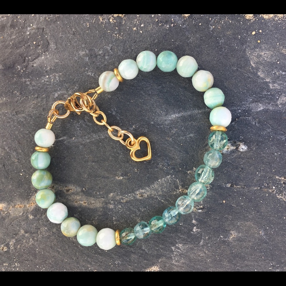 Apatite, Agate & Gold Bracelet