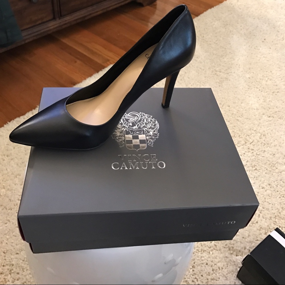 Black leather heels