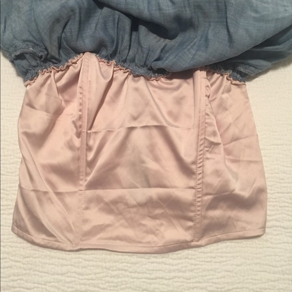 GUESS Denim Off-the-shoulder Corset Crop Top - Picture 5 of 7