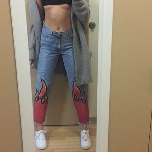 HAND PAINTED FLAME DENIM