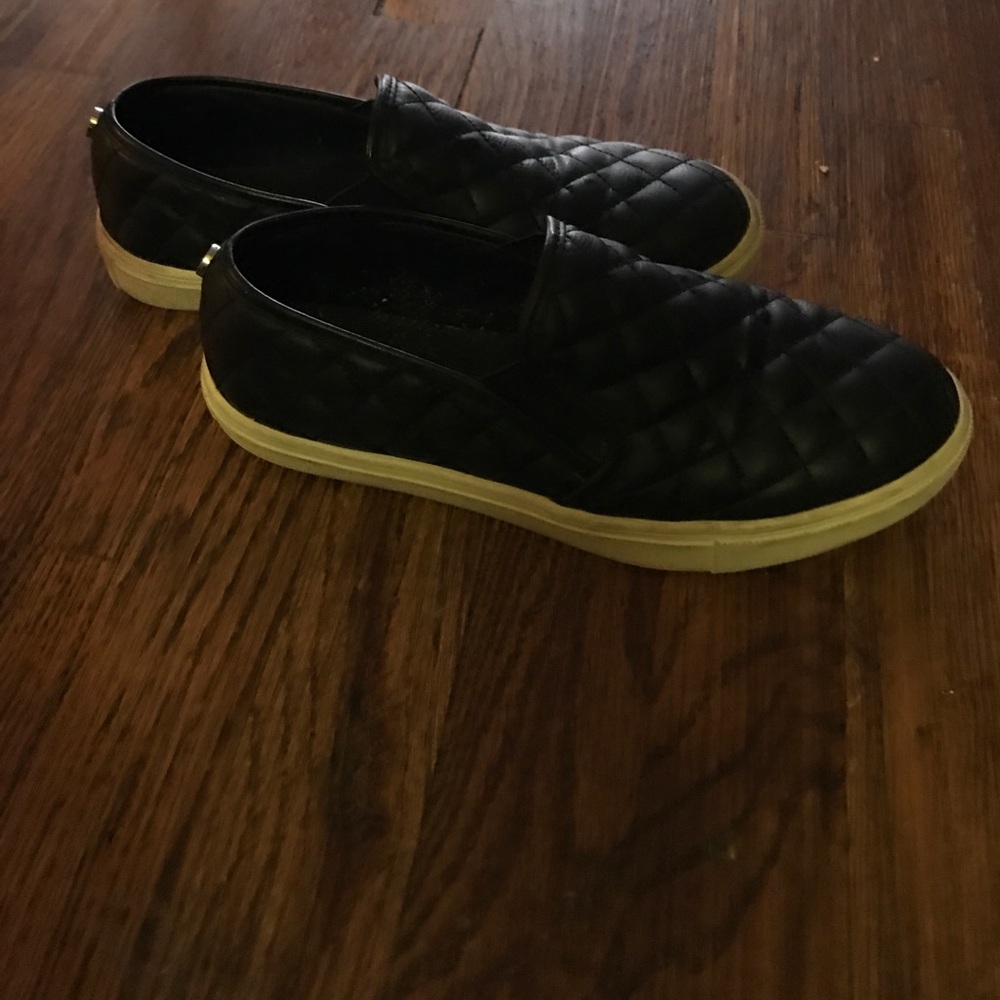 Black leather slides sneakers