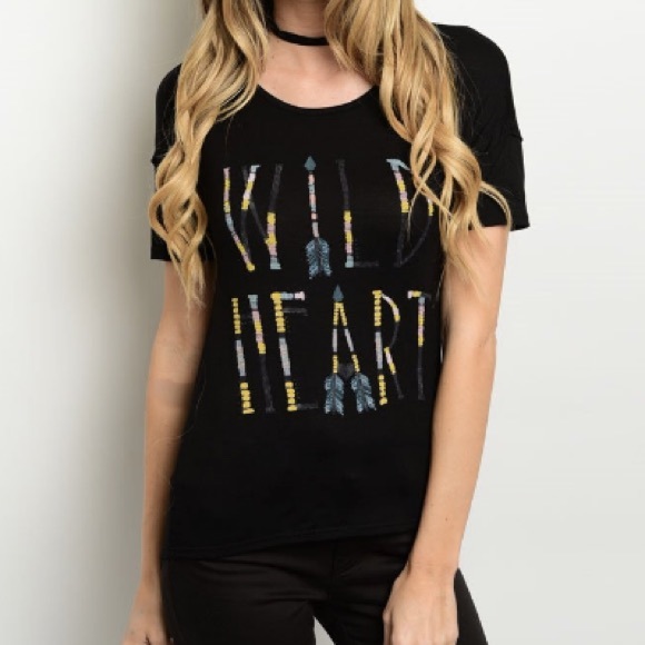 Tops - Soft Black Boho Chic Wild Heart Tee