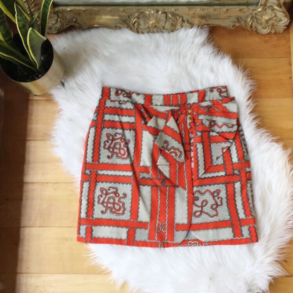 ANTHROPOLOGIE "leifsdottir Orange graphic skirt"