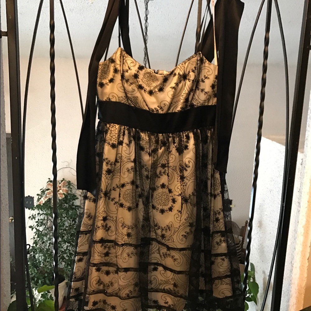 Party dress light satin with lace overlay