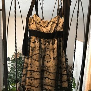 Party dress light satin with lace overlay