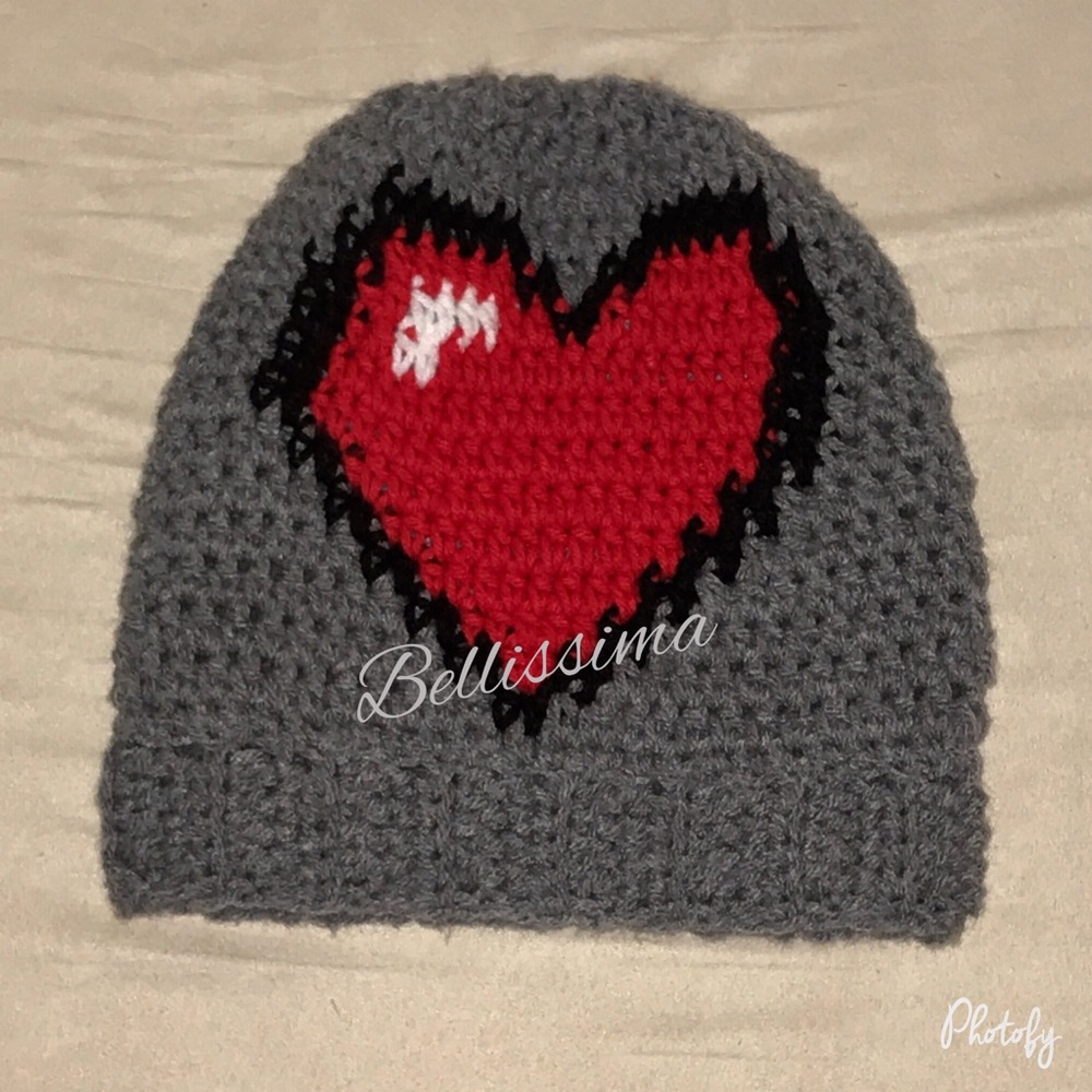 Handmade heart slouch hat