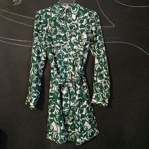 Banana Republic rosette print silk shirtdress