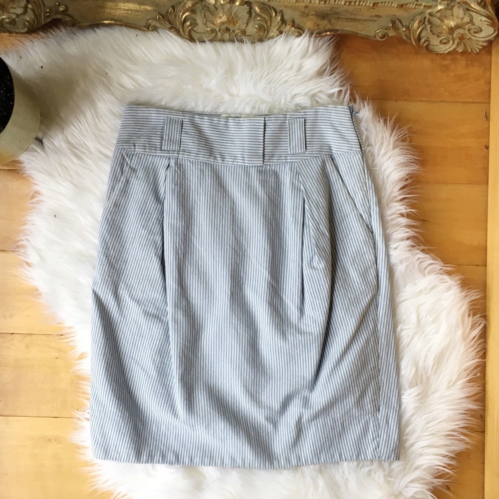 ANTHROPOLOGIE "blue and white strip skirt"