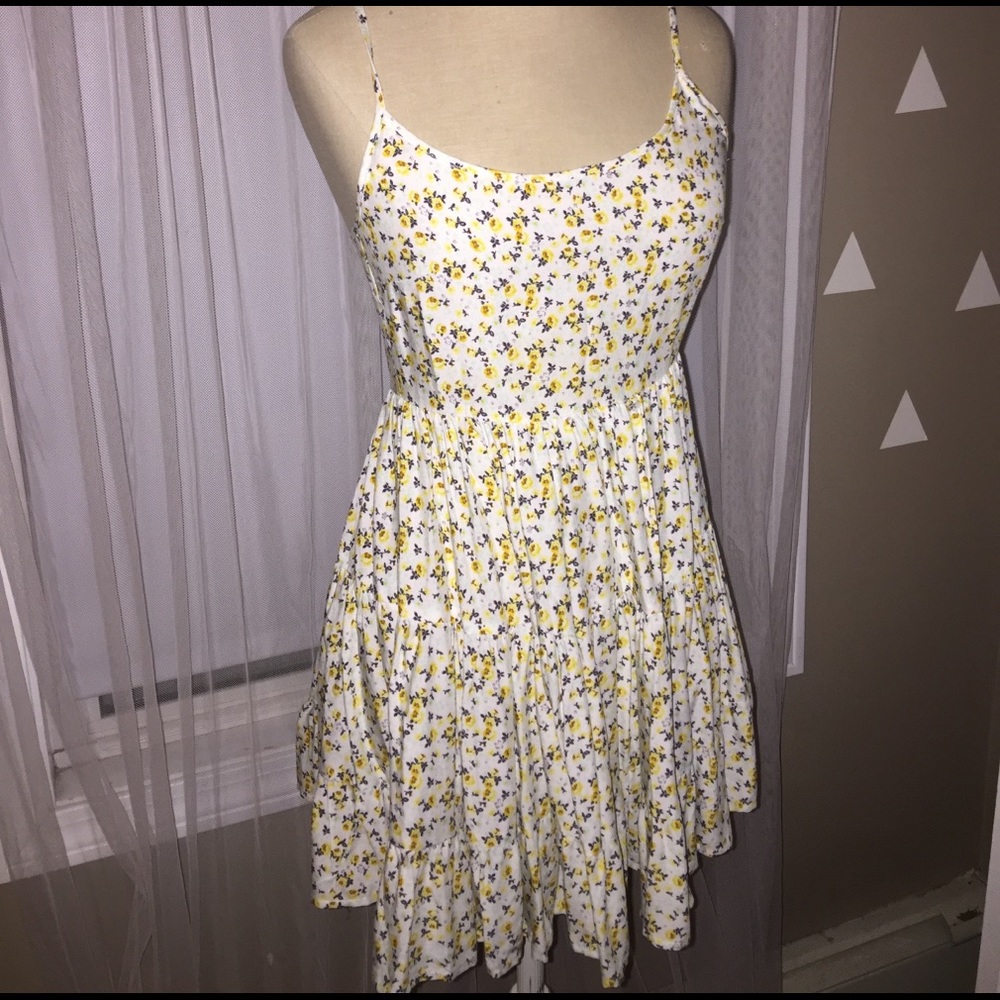 Yellow flowered mini dress