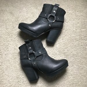 Topshop moto booties in black leather