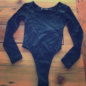 Vtg 90s black Michael Alexander bodysuit Crop top