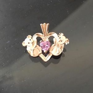 14k Gold Pendant Koalas with A Heart