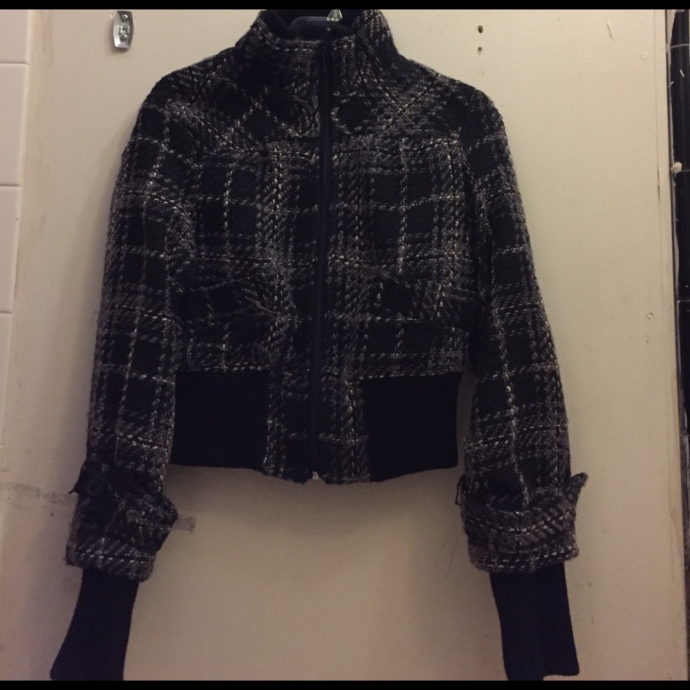 Black and white short coat