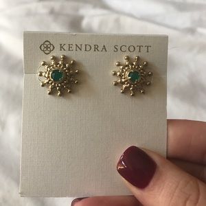 Kendra Scott green stone studs with gold