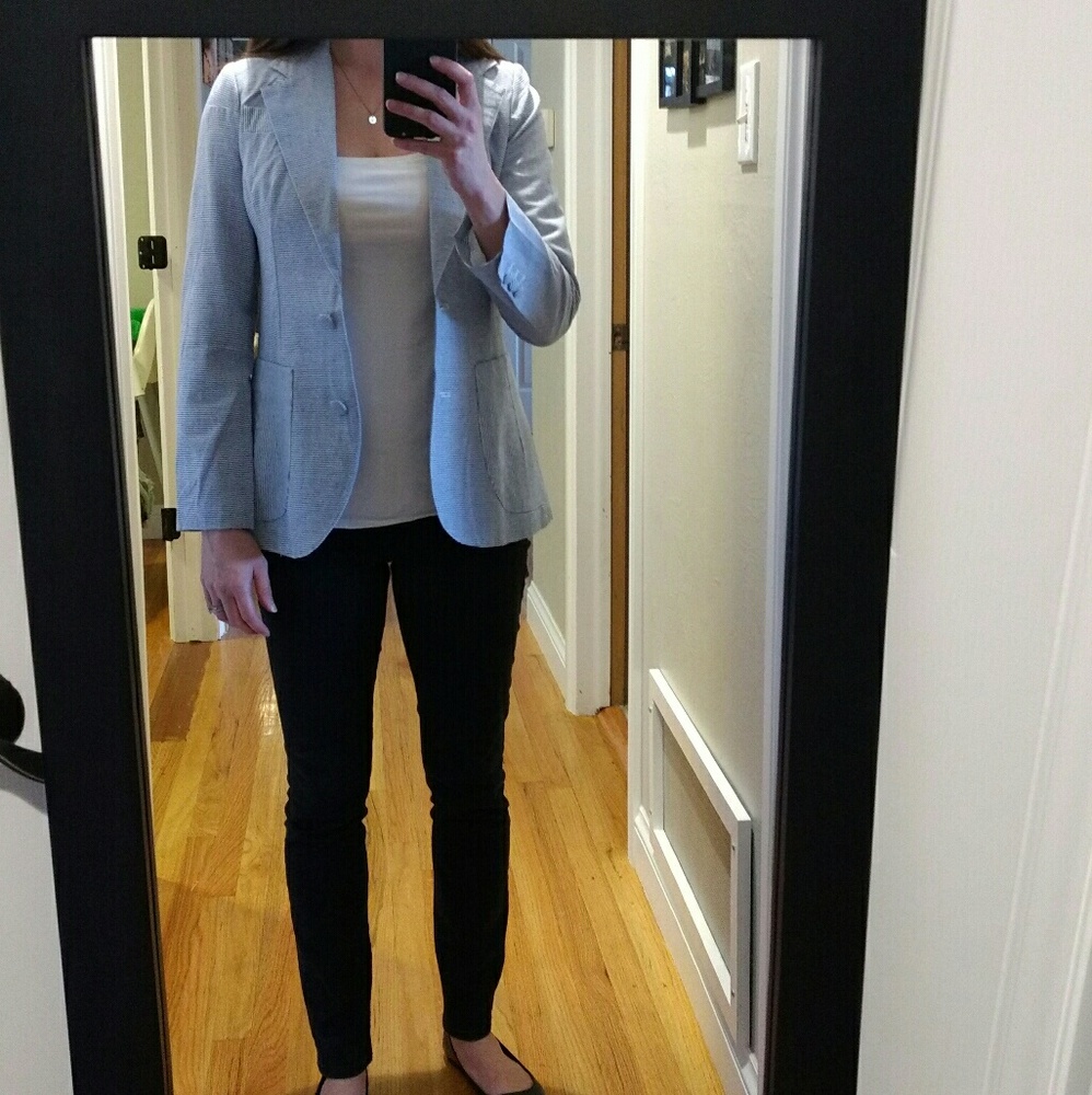 Blue and white stripped blazer