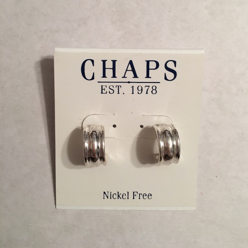 Chaps silver half hoop earrings
