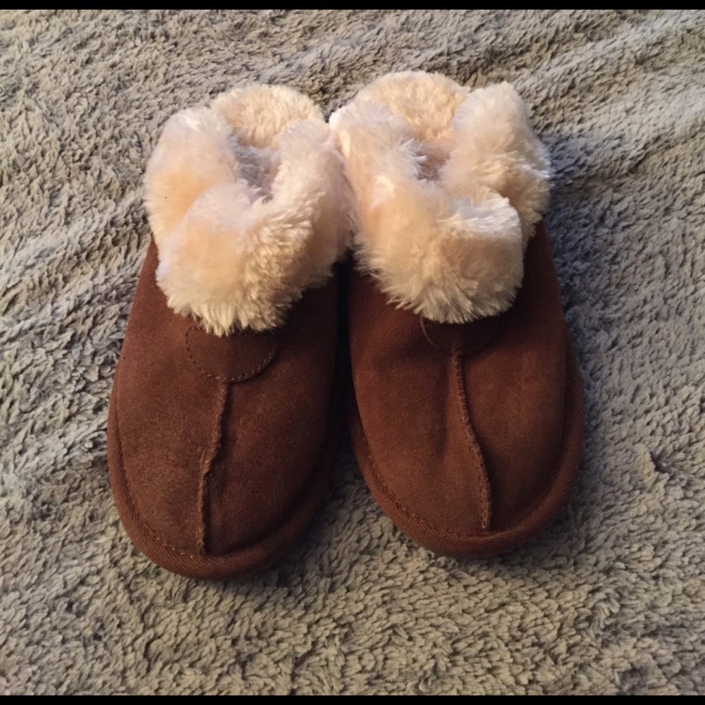 Brown suede slip on