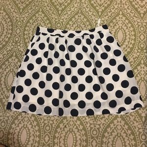 J.Crew Navy blue and white polka dot skirt.