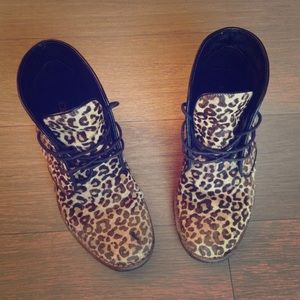 Leopard wedges booties
