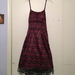 Pink and black flowered dress
