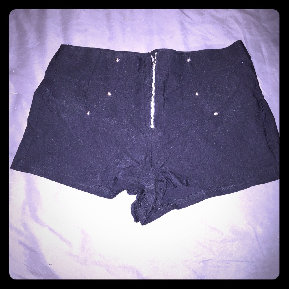 Spandex zipper short shorts