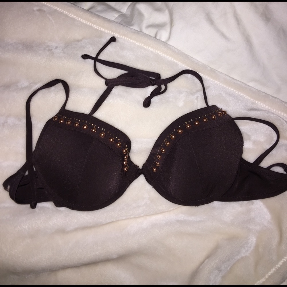 Brown studded bikini top