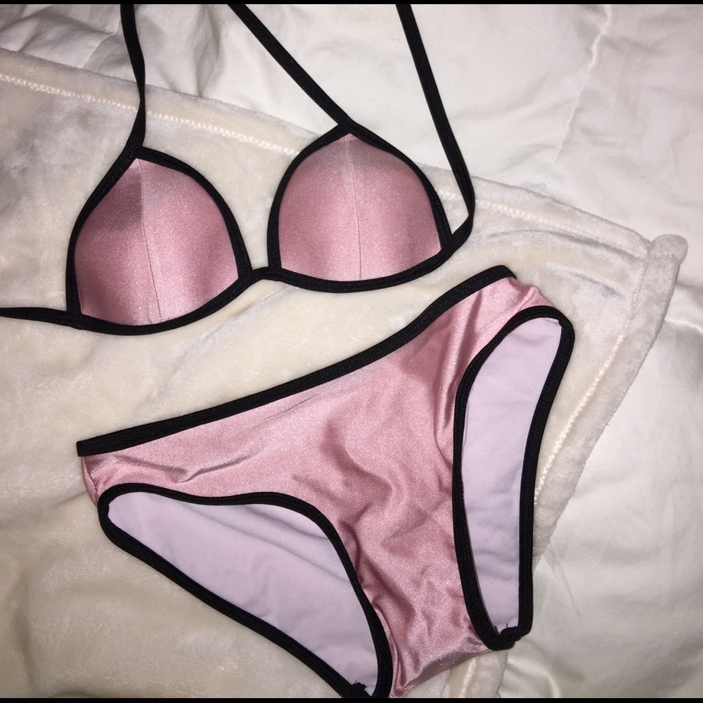 Pink and black bikini set. Never been worn