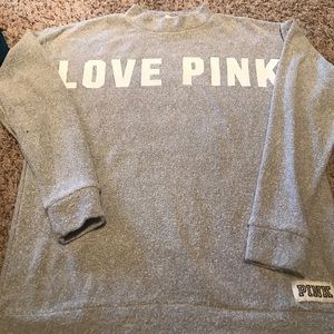 PINK Stadium Mock Neck Crew; oversized!