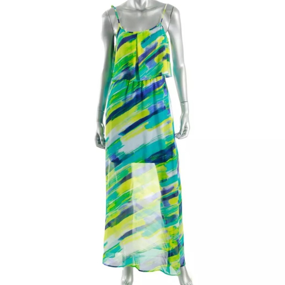 NWT Calvin Klein Women's Blue Chiffon Maxi