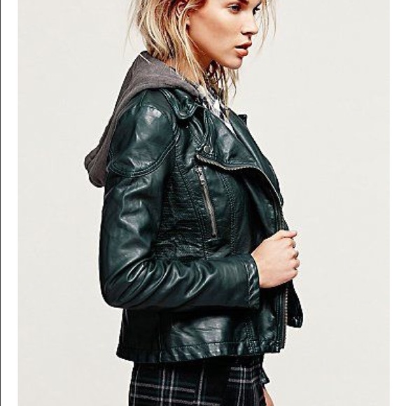 free people faux leather jacket with hood