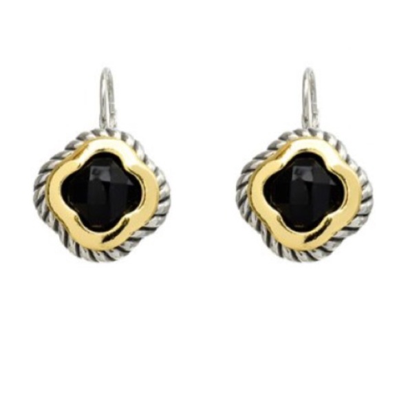 Rhodium/18k Gold played drop earring - Picture 6 of 7