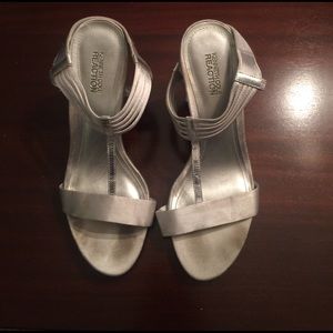 Silver ankle strap heels