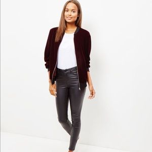 Velvet burgundy bomber jacket