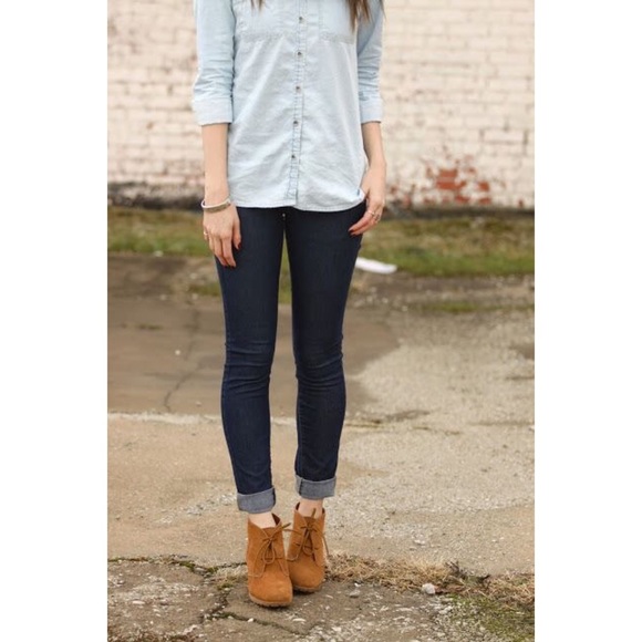 Camel Almond Toe Lace Up Wedge Ankle Booties - Picture 2 of 4