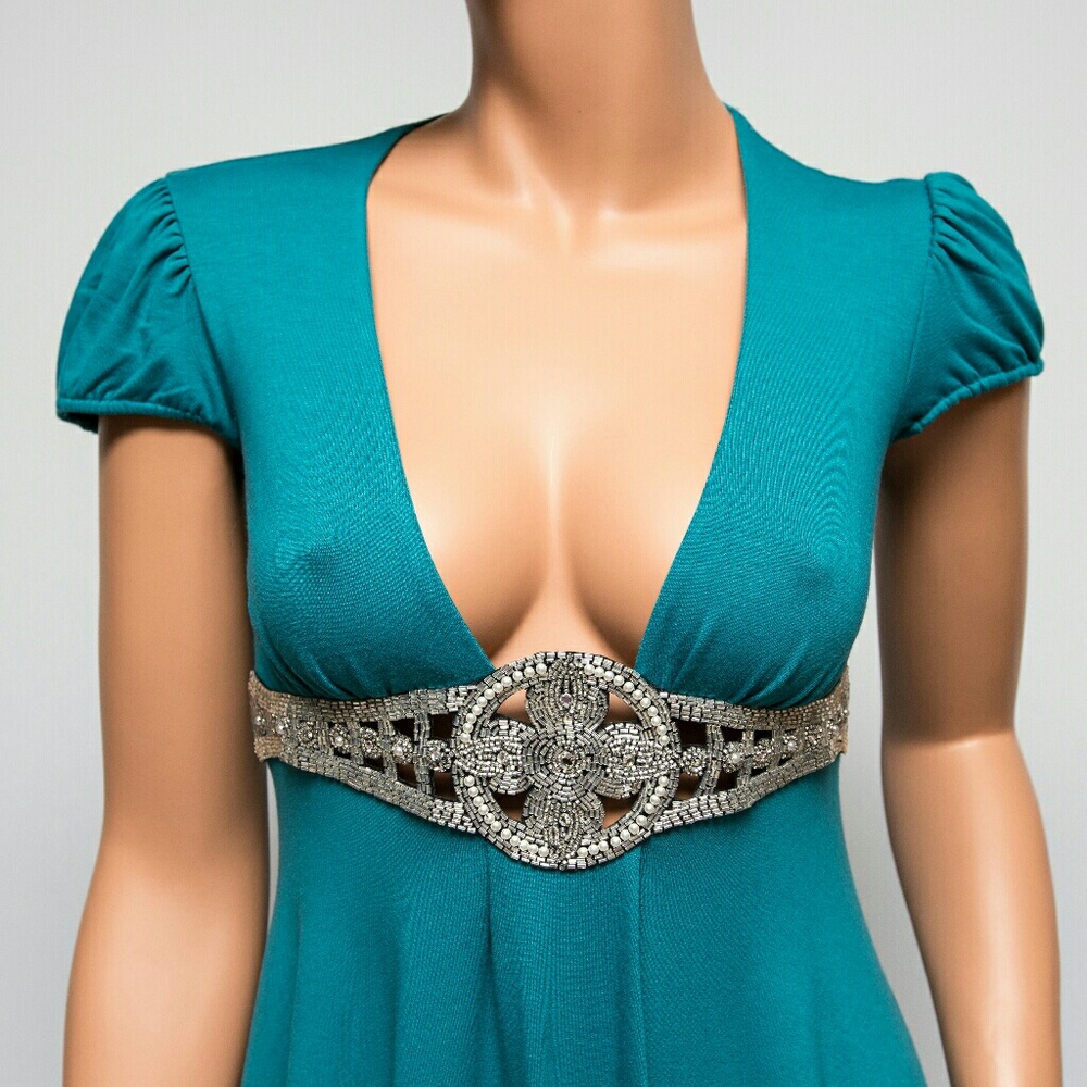 Ingwa Melero Teal Cap Sleeve Mini Dress - Picture 2 of 6