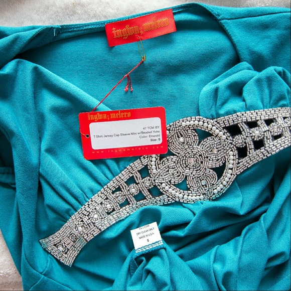 Ingwa Melero Teal Cap Sleeve Mini Dress - Picture 6 of 6