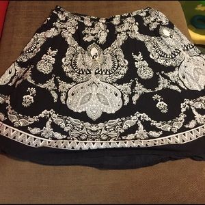 Black and white knee length skirt