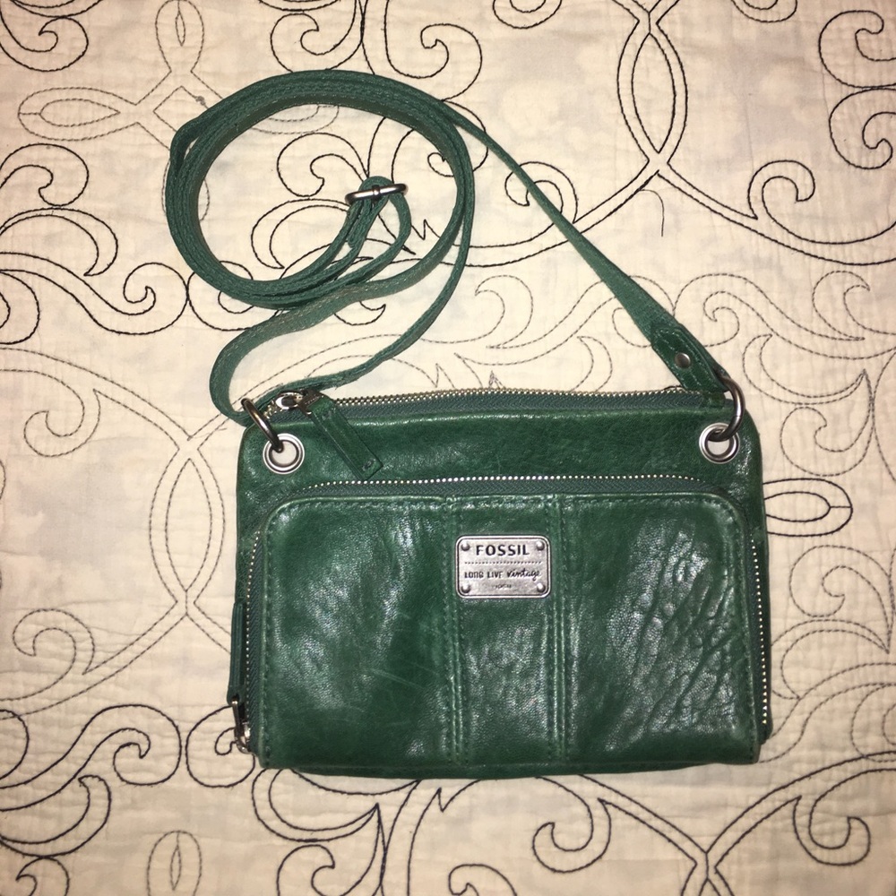 Fossil leather adjustable cross body