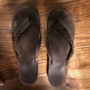 Leather braided Rainbow flip flops barely worn