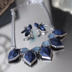 Blue Stone Necklace and Earring Set