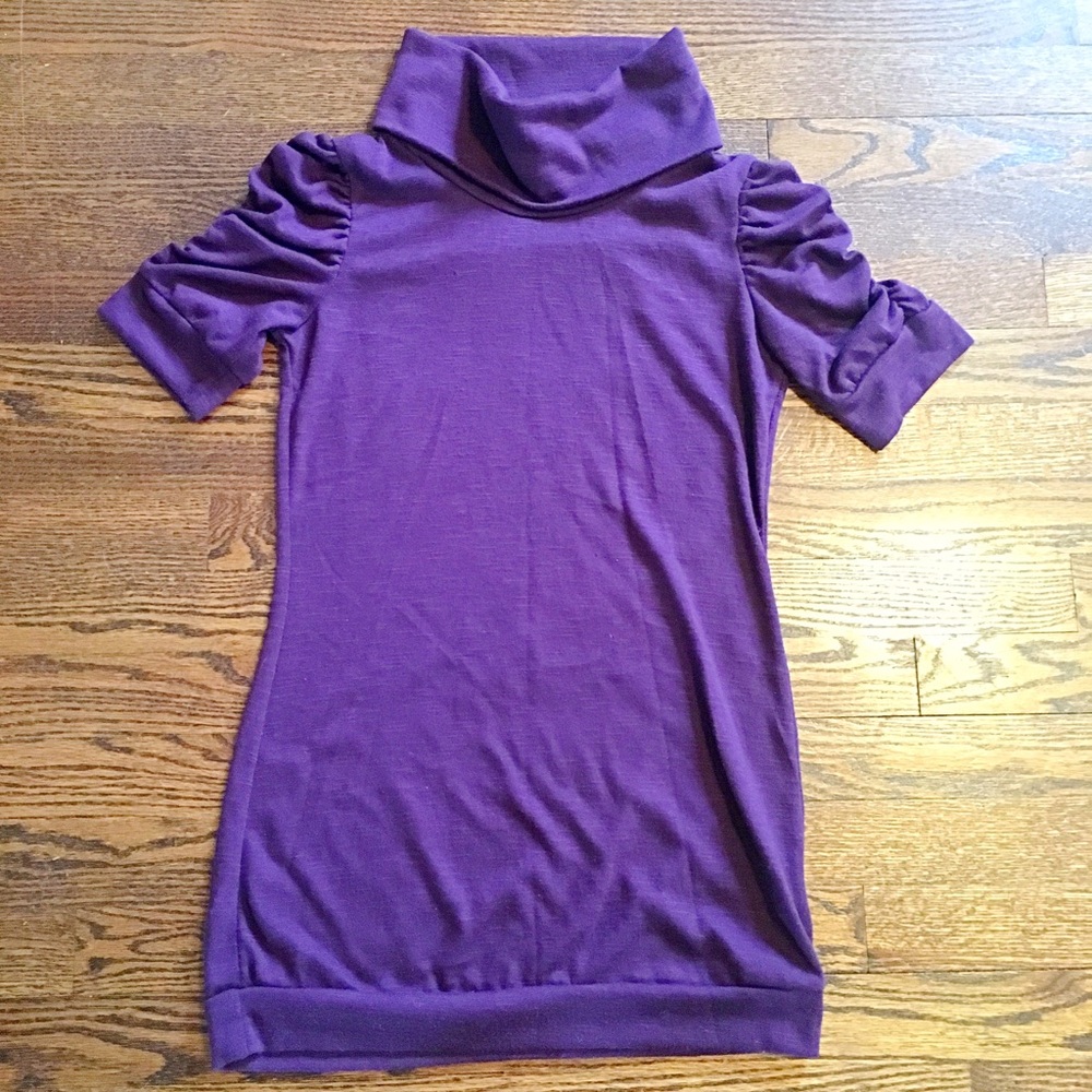 👚Eggplant Purple Short Sleeve Turtleneck Sweater