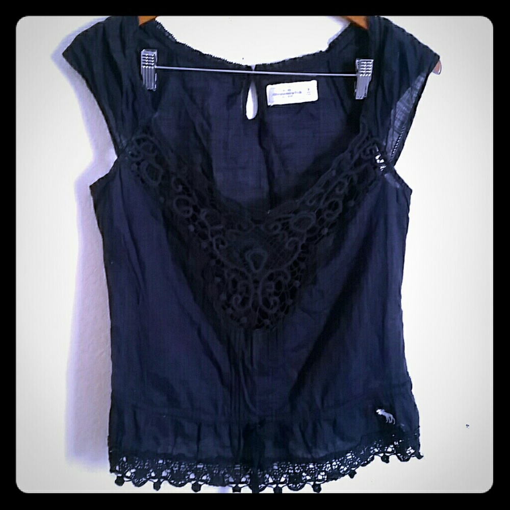 Navy Crochet Top