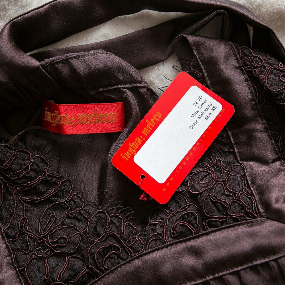 Ingwa Melero Brown Chiffon Silk Virgo Dress - Picture 7 of 7