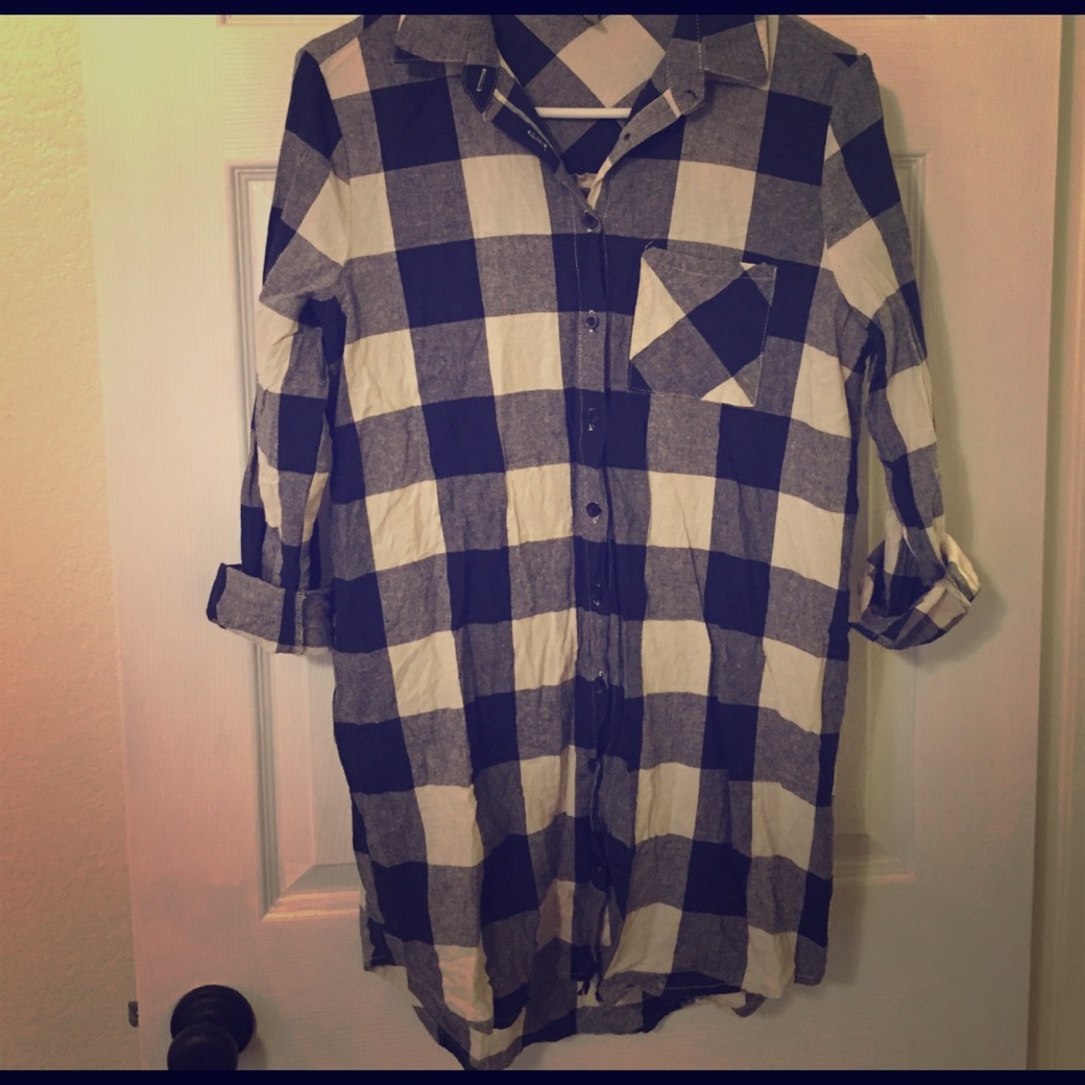 👠 3 for $15 - Blue plaid shirt dress