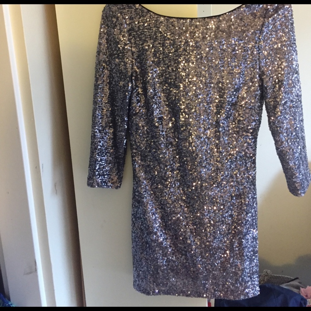 Sequined Silver Short Dress