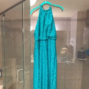 Gorgeous gold chain  collared dress.