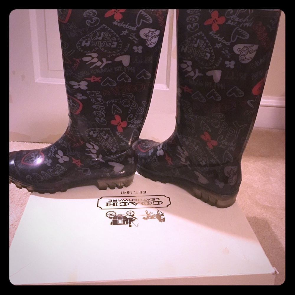 7.0 rain boots by Coach (poppy)