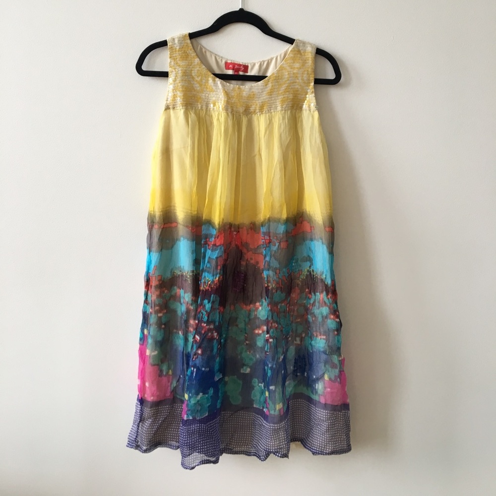 Derhy Yellow + Multicolor Dress