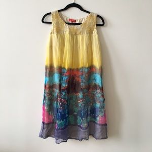 Derhy Yellow + Multicolor Dress